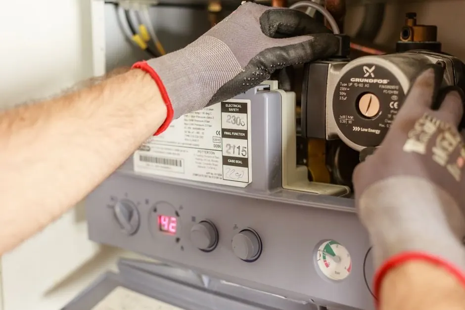 Gas fitter pressure testing an installation in Parramatta